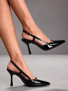 CUCCOO SZL Women's Pointed Toe Stiletto High Heel Black Lace Mesh Breathable Hollow-Out Sexy Elegant Lady High Heel Pumps With Ankle Strap, Versatile For Daily, Party, Gathering Valentine's Day - Black - View 3