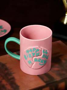 HARRY POTTER X SHEIN 1pc Harry Birthday Cake Mug, Heatproof/Coldproof, Afternoon Tea Cup, Dishwasher & Microwave Friendly, Suitable For Juice, Coffee, Milk, Etc. - Pink - View 2