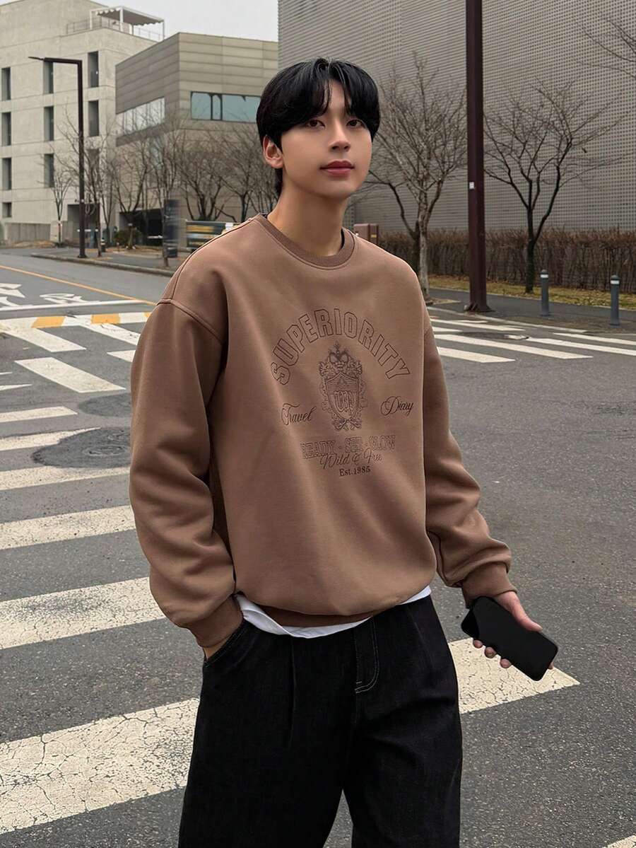 DAZY 男士厚字母印花套头卫衣，秋/春季款