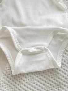 6pcs/Set Newborn Baby Boy Simple Comfortable Solid Color Sleeveless Bodysuit - White - View 5