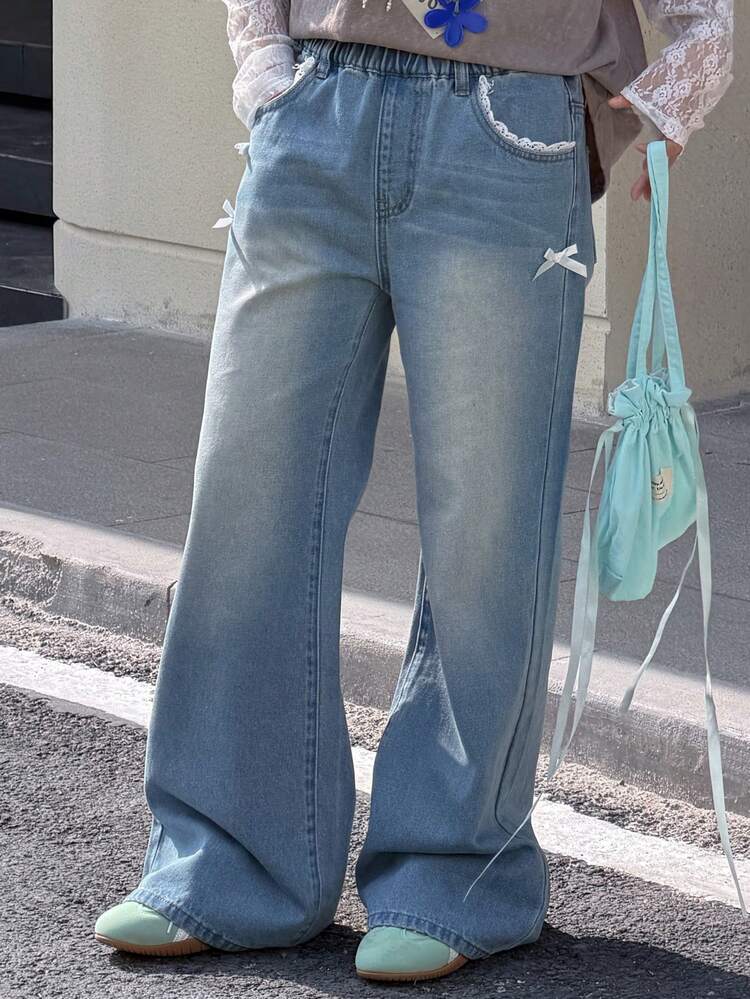 Tween Girls' Butterfly Decor Flare Jeans