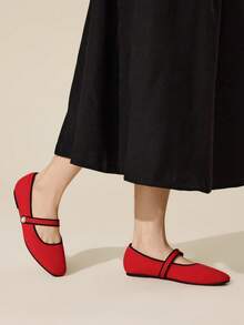 CUCCOO BASICS 女士仿珍珠装饰休闲百搭平底鞋 - 紅色 - 查看 5
