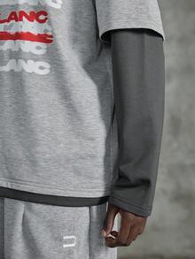 NEON BLANC Y2K Redacted Fake Two Piece Sweatshirt Men - Grey - View 7