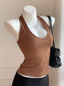 SHEIN EZwear 新款休闲简约三件套，纯色露背吊带背心，适合春夏穿着 - 彩色 - 查看 5