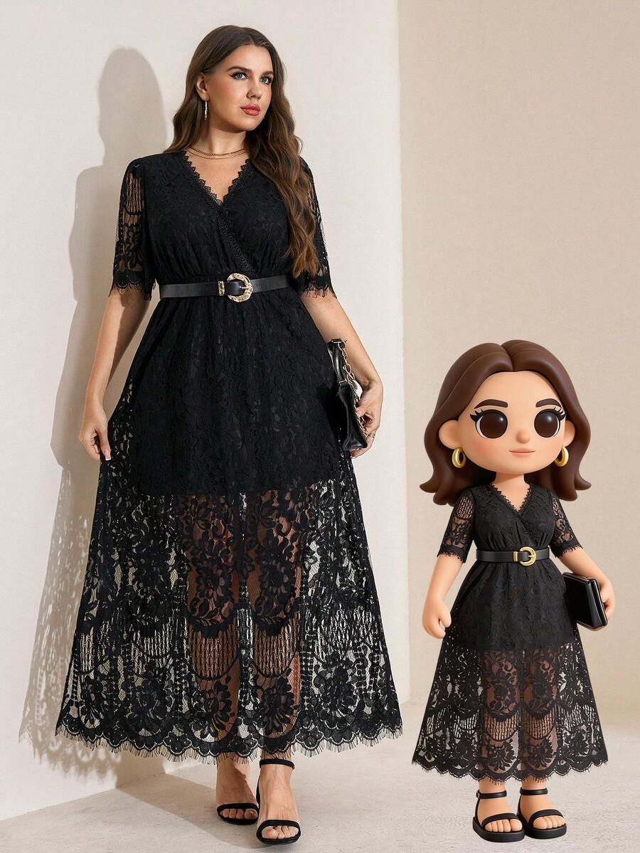 Comfylo 夏季乡村音乐节服装纯色度假风蕾丝连衣裙高开衩音乐节蕾丝长裙女士黑色连衣裙情人节ID AI-Adha长款蕾丝连衣裙黑色蕾丝连衣裙黑色蕾丝连衣裙长款黑色连衣裙中长黑色连衣裙女性化连衣裙法式连衣裙娇小连衣裙优雅连衣裙优雅蕾丝连衣裙加大码蕾丝连衣裙黑色优雅连衣裙曲线加大码连衣裙钩针连衣裙加大码