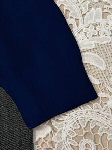 Attitoon Casual Retro Style Back To School Collegiate Vintage Look Cute Bear Graphic Knit Sweater For Women, Suitable For Autumn/Winter - Navy Blue - View 6