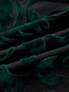 EASEVO Camisa de Manga Longa com Botões e Estampa Flocked para Homens Plus Size, Outono - Verde - Visão 9