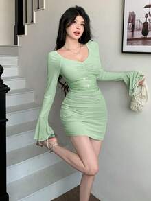 Modelyn Lace & Mesh Fitted Waist Bodycon Mini Dress, Romantic Style, Spring/Summer