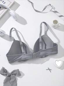 DesireSculpt 女士简约纯色钢圈上托文胸 - 淺灰色 - 查看 2