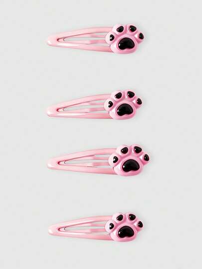 Kawaii 4pcs Paw Decor Hair Clip Cute Claw Clips Hair Claws Hair Barrettes