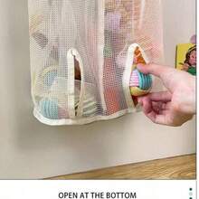 Bolsa de almacenamiento de juguetes para gatos montada en la pared, bolsa de almacenamiento y clasificación de suministros para mascotas que se puede colgar para ahorrar espacio, el almacenamiento de juguetes para perros pequeños es conveniente, bolsa de malla cilíndrica compacta - Multicolor - Ver 4
