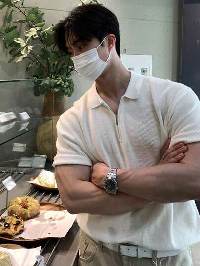 DAZY 男士纯色高领针织衫，夏季