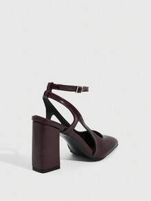 CUCCOO SZL Women's Pointed Toe Buckle Design Fashionable Elegant High Heels - Burgundy - View 3