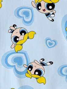 THE POWERPUFF GIRLS X SHEIN 少女泡泡图案可爱短袖T恤 - 白色 - 查看 4