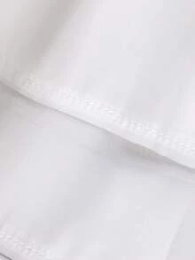 FRIFUL 女士春夏纯色层叠褶皱荷叶边下摆透视网纱宽松休闲百搭T恤 - 黑色 - 查看 7