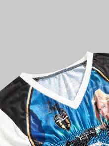 ROMWE Avant Áo thun dài tay dáng ôm, họa tiết xe máy cổ điển, phối màu tương phản dành cho nữ. - Nhiều màu - Xem 3