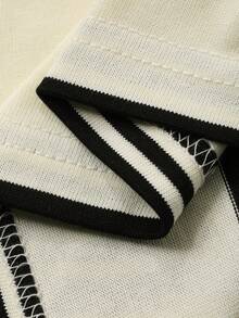 DAZY Men's Striped Black & White Polo Shirt, Spring/Autumn - Multicolor - View 3