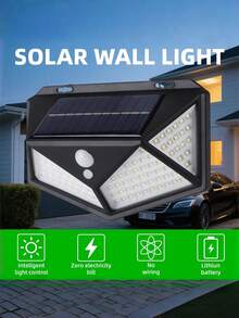 1PC 100 114 LED Solar Wall Light Intelligent Light Motion Sensor Auto Brightness Adjustment Four Side Luminous Waterproof Outdoor For Garden Pathway Driveway Garage Security Lighting - Multicolor - View 7