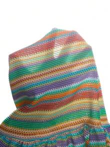 SHEIN Elladie kids Đầm hai dây hở lưng kẻ sọc cầu vồng thời trang ngọt ngào cho bé gái, trang phục dễ thương cho kỳ nghỉ hè. - Đỏ - Xem 8