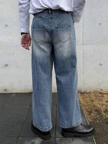 DAZY Men's Distressed Washed Blue Denim Jeans, Autumn - Blue - View 2