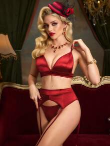 PinupPomp Bộ đồ lót nữ màu đỏ tía, thời trang, thoải mái và gợi cảm. - Màu Đỏ Sâu - Xem 6