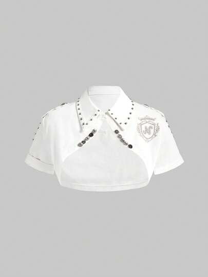 ROMWE Grunge Punk Vintage Punk Navy Academy UV Protection Short Sleeve Shirt, Cardigan, Denim Jacket