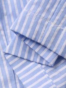 DAZY Tween Girl Cartoon Print Short Sleeve Top And Striped Pants Pajama Set Spring - Blue and White - View 9