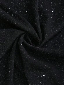 Sweetra Petite Débardeur à col carré avec décoration de sequins argentés brillants, coupe slim et style décontracté. Élégant pour les femmes de petite taille, idéal pour le printemps et l'été - Noir - Voir 4