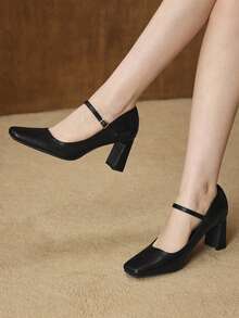 MOTF PREMIUM 女士方头粗跟高跟鞋 - 黑色 - 查看 7