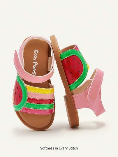 Cozy Pixies A Pair Of Spring And Summer Colorful Contrasting Fruits, Cute And Fashionable Versatile Vacation Pastoral Princess Girl Baby Baby Flat Sandals