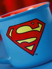 SUPERMAN X SHEIN 1 个马克杯，卡通超级英雄图案，蓝色，可用洗碗机清洗和微波炉加热，可盛放果汁、咖啡、牛奶等。