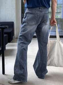 DAZY Quần jeans nam dáng thẳng, phong cách thường ngày, đa năng, kiểu dáng rách nhẹ, thích hợp cho mùa hè. - Màu xanh lam - Xem 2