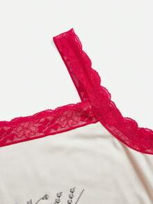 Shutterstock Y2Kool 休闲性感都市时尚极简主义Y2K风格女式蕾丝水钻印花吊带背心，适合度假、约会、派对、婚礼、情人节、工作、春夏、生日、狂欢节等场合，性感蕾丝打底衫，夏季性感上衣，夜店风性感上衣 - 彩色 - 查看 6