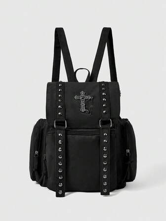 Goth Modischer Nieten Punk Stil PU Leder Rucksack