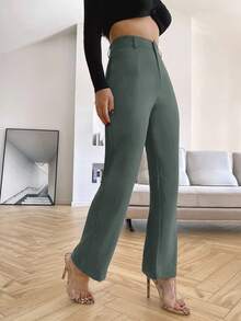 Siren Gaze Solid High Rise Tailored Pants In Fall/Winter - Grey - View 4