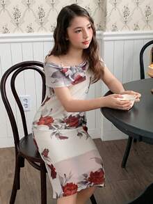 DAZY Girls Knitted Spaghetti Strap Mesh Dress, Tween Girl Fall Clothes - Multicolor - View 6