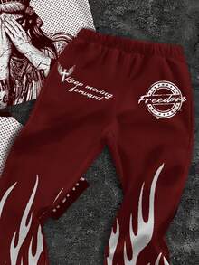 Tween Boy Round Neck T-Shirt And Flare Pants Casual 2 Pieces Set, Suitable For Summer - Multicolor - View 4