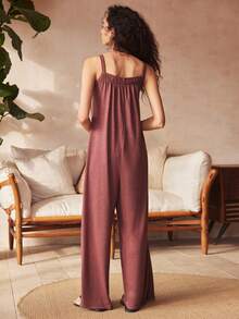 Valentine's Day Bohemian Style Comfortable Casual Wide Leg Women Jumpsuit - Rusty Rose - View 3