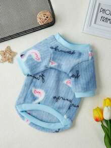 PETSIN 1 Pc Carnival Flame Bird Printed Pet Blue Autumn/Winter Thick Warm Flannel Pet Clothes - Blue - View 8