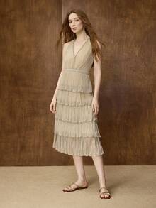 MOTF PREMIUM WOMEN RHINESTONE STRAP SQUARE TOE FLAT SANDALS SPRING SHOES - Brown - View 9