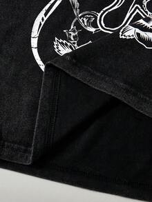 Betty Boop x SHEIN Plus Skull & Letter Graphic Asymmetrical Neck Tee - Black - View 7