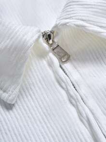 PAVTROS 男士简约黑色灯芯绒夹克 - 白色 - 查看 5