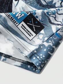 ROMWE MEN Áo thun nam tay ngắn in hình anime, thích hợp cho mùa xuân/hè. - Màu xanh lam - Xem 4