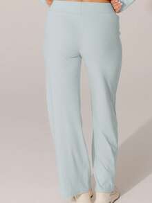 Aralina Soft Knit Texture High-Waisted Lounge Pants - Baby Blue - View 2