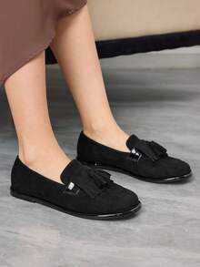 Sleekvia 女士时尚百搭休闲简约平底鞋 - 靜夜黑色 - 查看 9