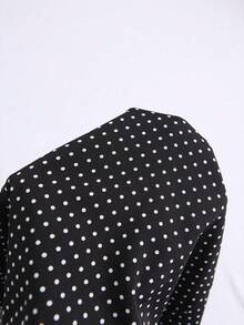 Grovea 大码梭织荷叶边露肩休闲波点衬衫 波点上衣 女士波点露肩上衣 夏季可爱新款女式上衣 新款女式衬衫 青少年可爱女式上衣 夏季女式上衣 - 黑色 - 查看 7