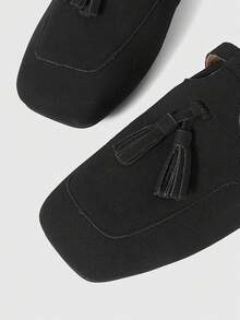 Sleekvia 女士流苏设计搭扣休闲平底运动鞋 - 黑色 - 查看 6