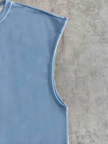 AXEPEAK Áo tank top nam mùa hè kiểu dáng vintage in hình tượng Nữ thần Tự do, dáng rộng, không tay - Màu xanh lam - Xem 3