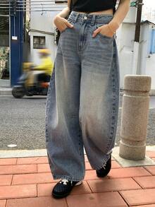 DAZY Women's Mid-Rise Distressed Straight Leg Casual Jeans - Medium Wash - View 5