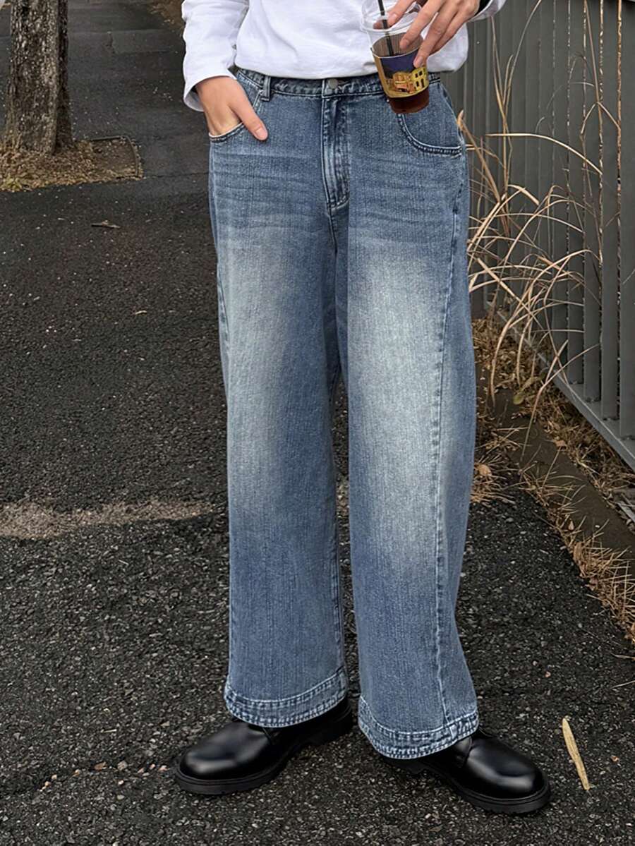 DAZY Men's Distressed Washed Blue Denim Jeans, Autumn - Blue - View 1